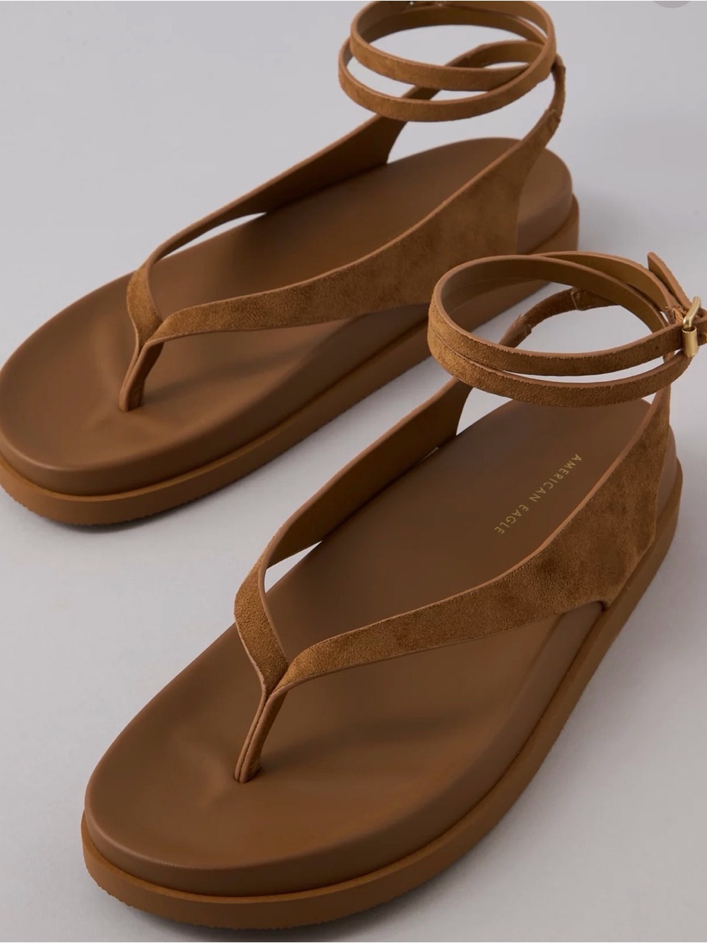 American Eagle Faux Suede Ankle-Wrap Thong Sandal | Size 9
